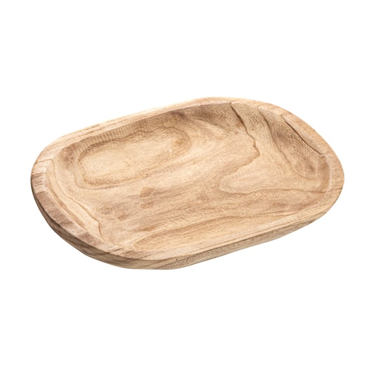 Hand-Carved Paulownia Wood Bowl, Natural